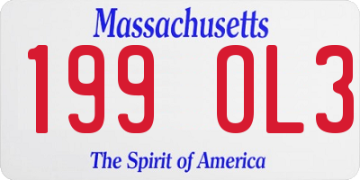 MA license plate 199OL3