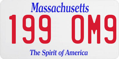 MA license plate 199OM9