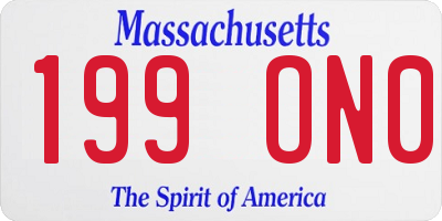 MA license plate 199ON0