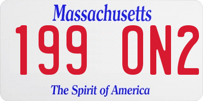 MA license plate 199ON2