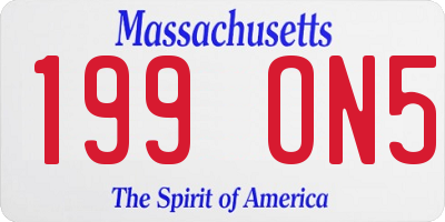 MA license plate 199ON5