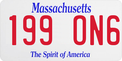 MA license plate 199ON6