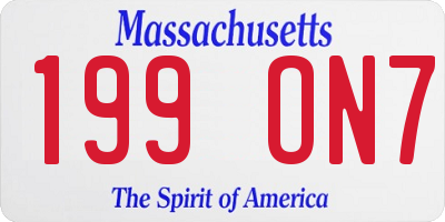 MA license plate 199ON7