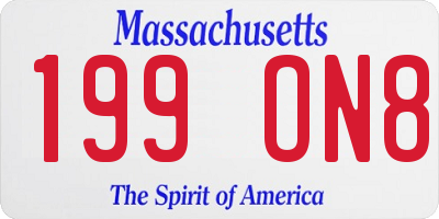 MA license plate 199ON8