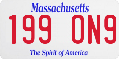MA license plate 199ON9
