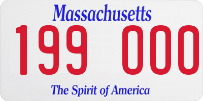 MA license plate 199OO0