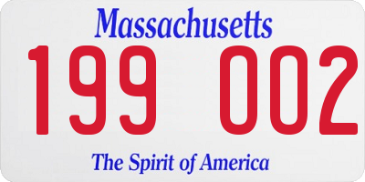 MA license plate 199OO2