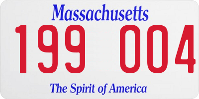 MA license plate 199OO4