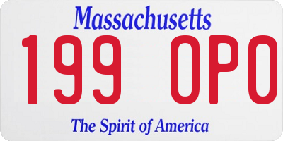 MA license plate 199OP0