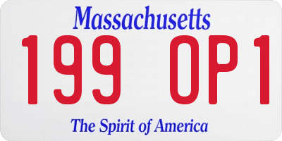 MA license plate 199OP1