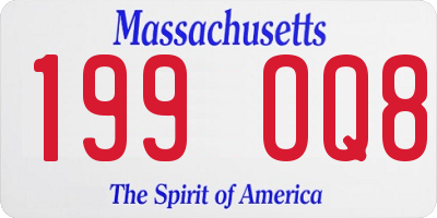 MA license plate 199OQ8