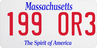 MA license plate 199OR3