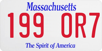 MA license plate 199OR7