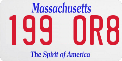 MA license plate 199OR8