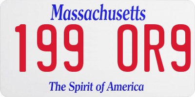 MA license plate 199OR9