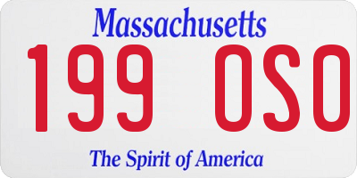 MA license plate 199OS0