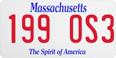 MA license plate 199OS3