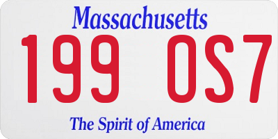 MA license plate 199OS7
