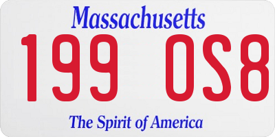 MA license plate 199OS8