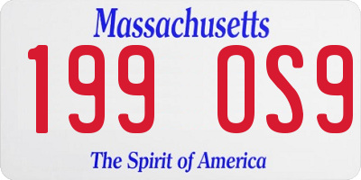MA license plate 199OS9
