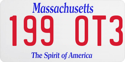 MA license plate 199OT3