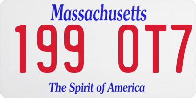 MA license plate 199OT7