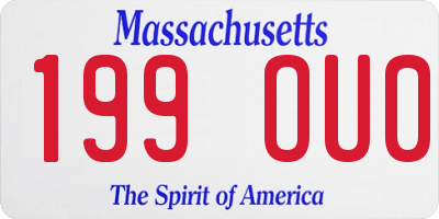MA license plate 199OU0