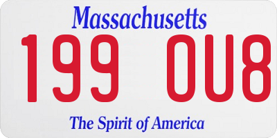 MA license plate 199OU8