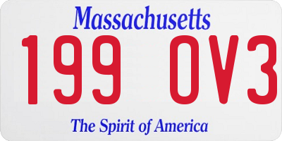 MA license plate 199OV3