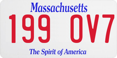MA license plate 199OV7