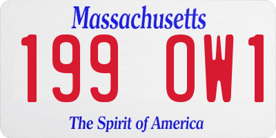 MA license plate 199OW1