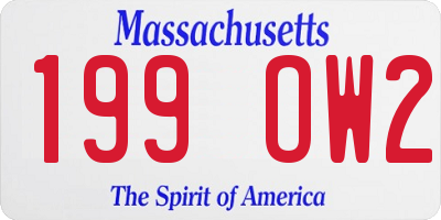 MA license plate 199OW2