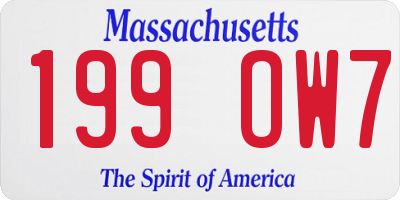 MA license plate 199OW7