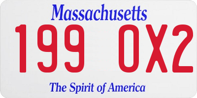 MA license plate 199OX2