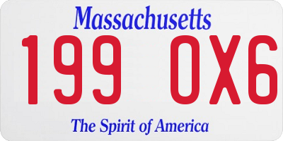 MA license plate 199OX6
