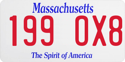 MA license plate 199OX8