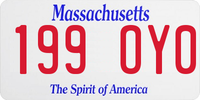 MA license plate 199OY0