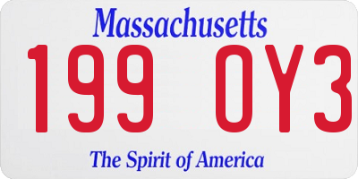 MA license plate 199OY3
