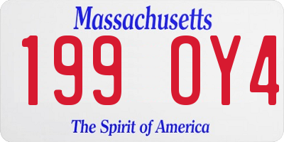 MA license plate 199OY4