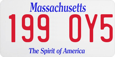 MA license plate 199OY5