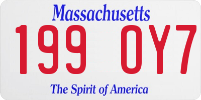 MA license plate 199OY7