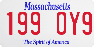 MA license plate 199OY9