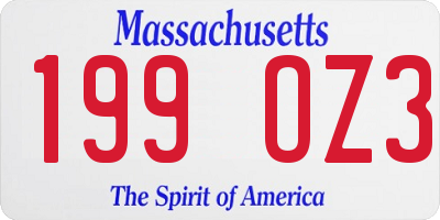 MA license plate 199OZ3