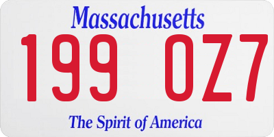MA license plate 199OZ7