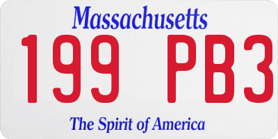 MA license plate 199PB3