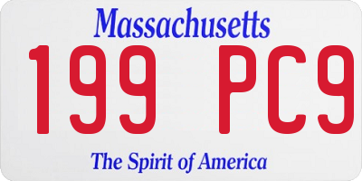 MA license plate 199PC9