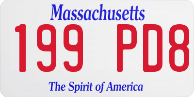 MA license plate 199PD8