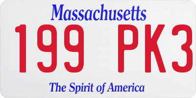 MA license plate 199PK3