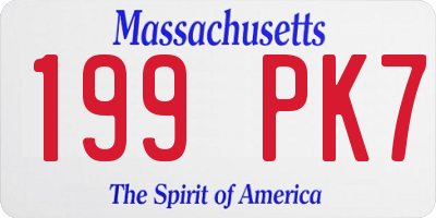 MA license plate 199PK7