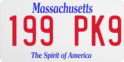 MA license plate 199PK9